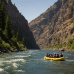 White water rafting adventure on river in scenic canyon, the perfect vacation for a digital detox