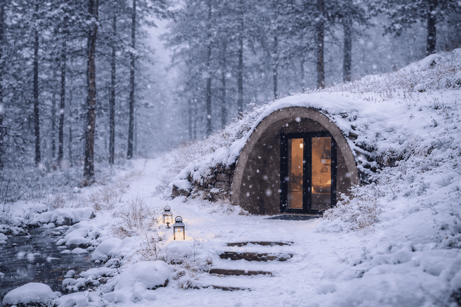 snowy hobbit home